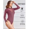 imageAvidlove Bodysuits for Women Long Sleeve Going Out Tops Mock Turtleneck Body Suits Double Lined Leotard ShirtsPale Violet Red