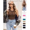 imageAvidlove Bodysuits for Women Summer Tops Mesh Crew Neck Leotards Shirts Sleeveless Going Out Bodysuit TopsBrown