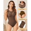 imageAvidlove Bodysuits for Women Summer Tops Mesh Crew Neck Leotards Shirts Sleeveless Going Out Bodysuit TopsBrown
