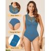 imageAvidlove Bodysuits for Women Summer Tops Mesh Crew Neck Leotards Shirts Sleeveless Going Out Bodysuit TopsCerulean