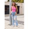 imageAvidlove Bodysuits for Women Summer Tops Mesh Crew Neck Leotards Shirts Sleeveless Going Out Bodysuit TopsHot Pink