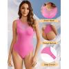imageAvidlove Bodysuits for Women Summer Tops Mesh Crew Neck Leotards Shirts Sleeveless Going Out Bodysuit TopsHot Pink
