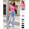 imageAvidlove Bodysuits for Women Summer Tops Mesh Crew Neck Leotards Shirts Sleeveless Going Out Bodysuit TopsHot Pink