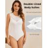 imageAvidlove Bodysuits for Women Summer Tops Mesh Crew Neck Leotards Shirts Sleeveless Going Out Bodysuit TopsWhite