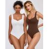 imageAvidlove Bodysuits for Women Sweetheart Neck Ruched Body Suit Seamless Double Lined Tank Top SlimmingBrown