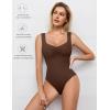 imageAvidlove Bodysuits for Women Sweetheart Neck Ruched Body Suit Seamless Double Lined Tank Top SlimmingBrown