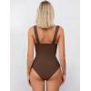 imageAvidlove Bodysuits for Women Sweetheart Neck Ruched Body Suit Seamless Double Lined Tank Top SlimmingBrown