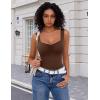 imageAvidlove Bodysuits for Women Sweetheart Neck Ruched Body Suit Seamless Double Lined Tank Top SlimmingBrown