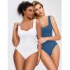 imageAvidlove Bodysuits for Women Sweetheart Neck Ruched Body Suit Seamless Double Lined Tank Top SlimmingDark Blue