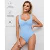 imageAvidlove Bodysuits for Women Sweetheart Neck Ruched Body Suit Seamless Double Lined Tank Top SlimmingLight Blue