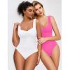 imageAvidlove Bodysuits for Women Sweetheart Neck Ruched Body Suit Seamless Double Lined Tank Top SlimmingRose Red