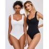 imageAvidlove Bodysuits for Women Sweetheart Neck Ruched Body Suit Seamless Double Lined Tank Top SlimmingWhite