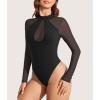 imageAvidlove Long Sleeve Bodysuits for Women Mesh Bodysuit Top Mock Neck Thong Body Suit Going Out TopsBlack
