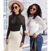 imageAvidlove Long Sleeve Bodysuits for Women Mesh Bodysuit Top Mock Neck Thong Body Suit Going Out TopsBlack