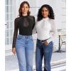 imageAvidlove Long Sleeve Bodysuits for Women Mesh Bodysuit Top Mock Neck Thong Body Suit Going Out TopsBlack