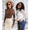 imageAvidlove Long Sleeve Bodysuits for Women Mesh Bodysuit Top Mock Neck Thong Body Suit Going Out TopsBrown