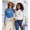 imageAvidlove Long Sleeve Bodysuits for Women Mesh Bodysuit Top Mock Neck Thong Body Suit Going Out TopsWhite