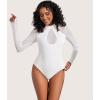 imageAvidlove Long Sleeve Bodysuits for Women Mesh Bodysuit Top Mock Neck Thong Body Suit Going Out TopsWhite