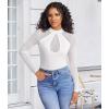 imageAvidlove Long Sleeve Bodysuits for Women Mesh Bodysuit Top Mock Neck Thong Body Suit Going Out TopsWhite