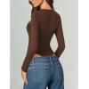 imageAvidlove Long Sleeve Bodysuits for Women Sexy Cutout Plunge Deep V Neck Thong Bodysuit Double Line Going Out Tops ORingBrown