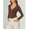 imageAvidlove Long Sleeve Bodysuits for Women Sexy Cutout Plunge Deep V Neck Thong Bodysuit Double Line Going Out Tops ORingBrown