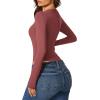 imageAvidlove Long Sleeve Bodysuits for Women Sexy Cutout Plunge Deep V Neck Thong Bodysuit Double Line Going Out Tops ORingDark Purple Red