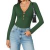 imageAvidlove Long Sleeve Bodysuits for Women Sexy Cutout Plunge Deep V Neck Thong Bodysuit Double Line Going Out Tops ORingGreen