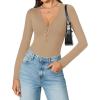 imageAvidlove Long Sleeve Bodysuits for Women Sexy Cutout Plunge Deep V Neck Thong Bodysuit Double Line Going Out Tops ORingKhaki