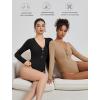 imageAvidlove Long Sleeve Bodysuits for Women Sexy Cutout Plunge Deep V Neck Thong Bodysuit Double Line Going Out Tops ORingKhaki