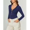 imageAvidlove Long Sleeve Bodysuits for Women Sexy Cutout Plunge Deep V Neck Thong Bodysuit Double Line Going Out Tops ORingNavy Blue