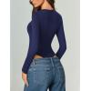 imageAvidlove Long Sleeve Bodysuits for Women Sexy Cutout Plunge Deep V Neck Thong Bodysuit Double Line Going Out Tops ORingNavy Blue