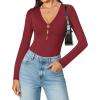imageAvidlove Long Sleeve Bodysuits for Women Sexy Cutout Plunge Deep V Neck Thong Bodysuit Double Line Going Out Tops ORingWine Red