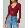 imageAvidlove Long Sleeve Bodysuits for Women Sexy Cutout Plunge Deep V Neck Thong Bodysuit Double Line Going Out Tops ORingWine Red