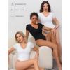 imageAvidlove Short Sleeve Bodysuit for Women Lace V Neck Body Suits Double Lined Bodysuits Sexy Going Out TopBlack