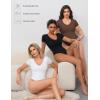 imageAvidlove Short Sleeve Bodysuit for Women Lace V Neck Body Suits Double Lined Bodysuits Sexy Going Out TopBrown