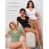 imageAvidlove Short Sleeve Bodysuit for Women Lace V Neck Body Suits Double Lined Bodysuits Sexy Going Out TopGrayish Green