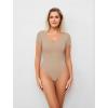 imageAvidlove Short Sleeve Bodysuit for Women Lace V Neck Body Suits Double Lined Bodysuits Sexy Going Out TopKhaki
