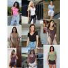 imageAvidlove Short Sleeve Bodysuit for Women Lace V Neck Body Suits Double Lined Bodysuits Sexy Going Out TopKhaki