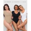 imageAvidlove Short Sleeve Bodysuit for Women Lace V Neck Body Suits Double Lined Bodysuits Sexy Going Out TopKhaki