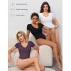 imageAvidlove Short Sleeve Bodysuit for Women Lace V Neck Body Suits Double Lined Bodysuits Sexy Going Out TopPurple