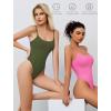 imageAvidlove Tank Top Bodysuit for Women Square Neck Double Lined Body Suits One Piece Thong Basic Summer Cami TopsArmy Green
