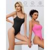 imageAvidlove Tank Top Bodysuit for Women Square Neck Double Lined Body Suits One Piece Thong Basic Summer Cami TopsBlack