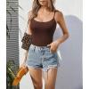 imageAvidlove Tank Top Bodysuit for Women Square Neck Double Lined Body Suits One Piece Thong Basic Summer Cami TopsBrown