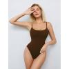 imageAvidlove Tank Top Bodysuit for Women Square Neck Double Lined Body Suits One Piece Thong Basic Summer Cami TopsBrown