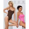 imageAvidlove Tank Top Bodysuit for Women Square Neck Double Lined Body Suits One Piece Thong Basic Summer Cami TopsBrown