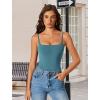 imageAvidlove Tank Top Bodysuit for Women Square Neck Double Lined Body Suits One Piece Thong Basic Summer Cami TopsDark Blue