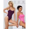 imageAvidlove Tank Top Bodysuit for Women Square Neck Double Lined Body Suits One Piece Thong Basic Summer Cami TopsDeep Purple