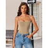 imageAvidlove Tank Top Bodysuit for Women Square Neck Double Lined Body Suits One Piece Thong Basic Summer Cami TopsKhaki