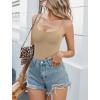 imageAvidlove Tank Top Bodysuit for Women Square Neck Double Lined Body Suits One Piece Thong Basic Summer Cami TopsKhaki