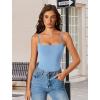 imageAvidlove Tank Top Bodysuit for Women Square Neck Double Lined Body Suits One Piece Thong Basic Summer Cami TopsLight Blue
